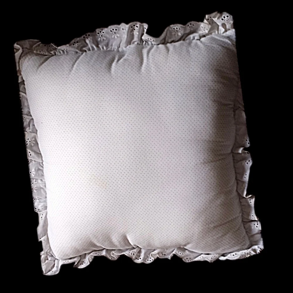 Nursery Pillow Cushion with Fluffy Sheep and Bright Sun appliques Eyelet trim